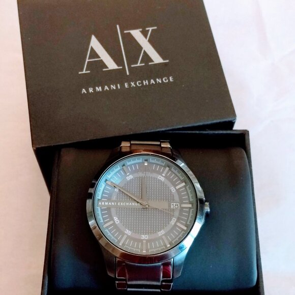 Armani Exchange Hampton Grey Textured Dial Gunmetal Watch - Mens - Picture 2 of 5